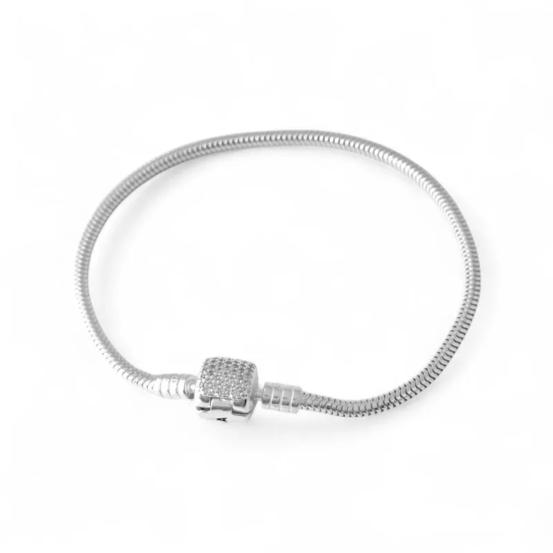 Pulseira Pandora Prata 925 com Fecho Cravejado com Zircônias