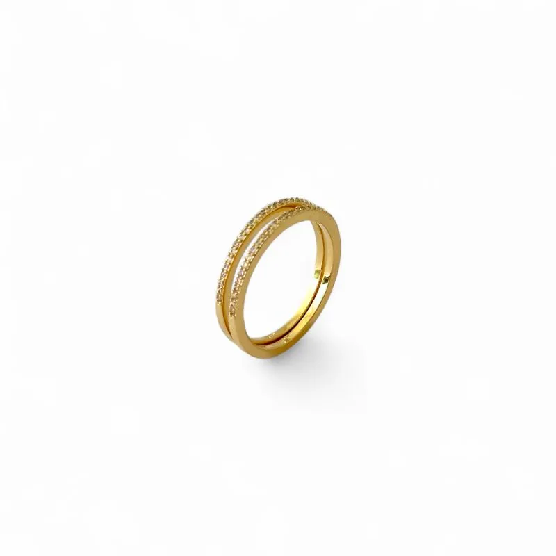 Anel Aparador Banhado a Ouro18k com Zircônias - Par Tam 17