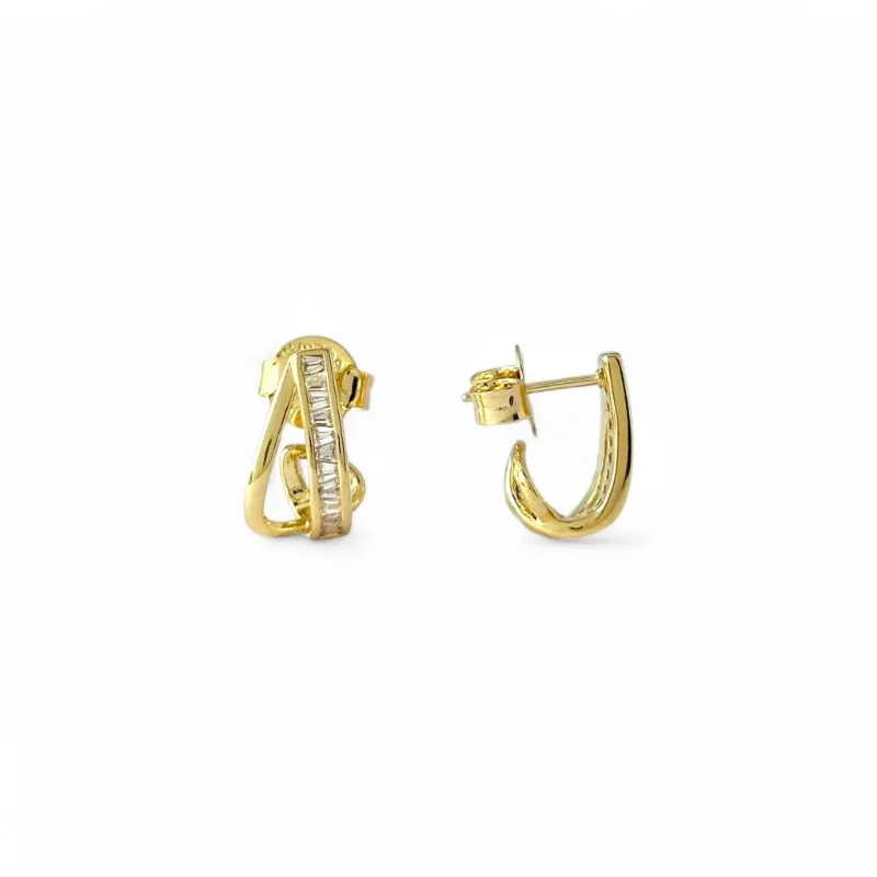 Brinco Argola Aberta Formato Gota Banhado a Ouro 18k com Zircônias
