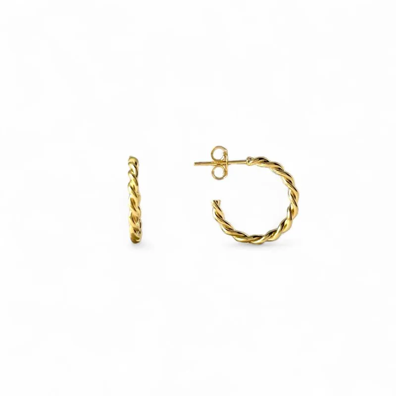 Brinco Argola Aberta Torcida Banhado a Ouro 18k - 1,5cm