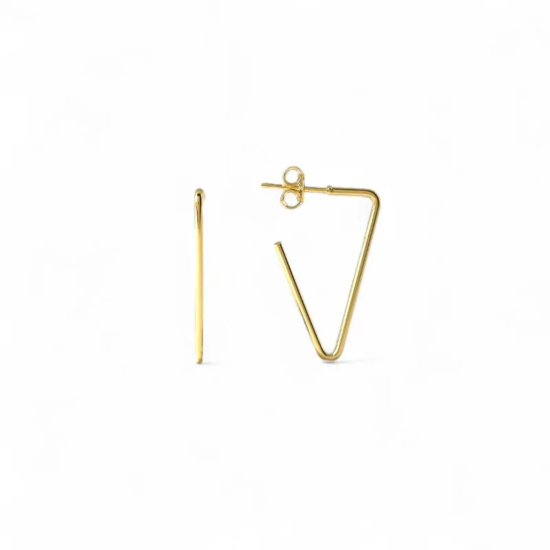 Brinco Argola Aberta Triangular Banhado a Ouro 18k Lisa - 2,5cm