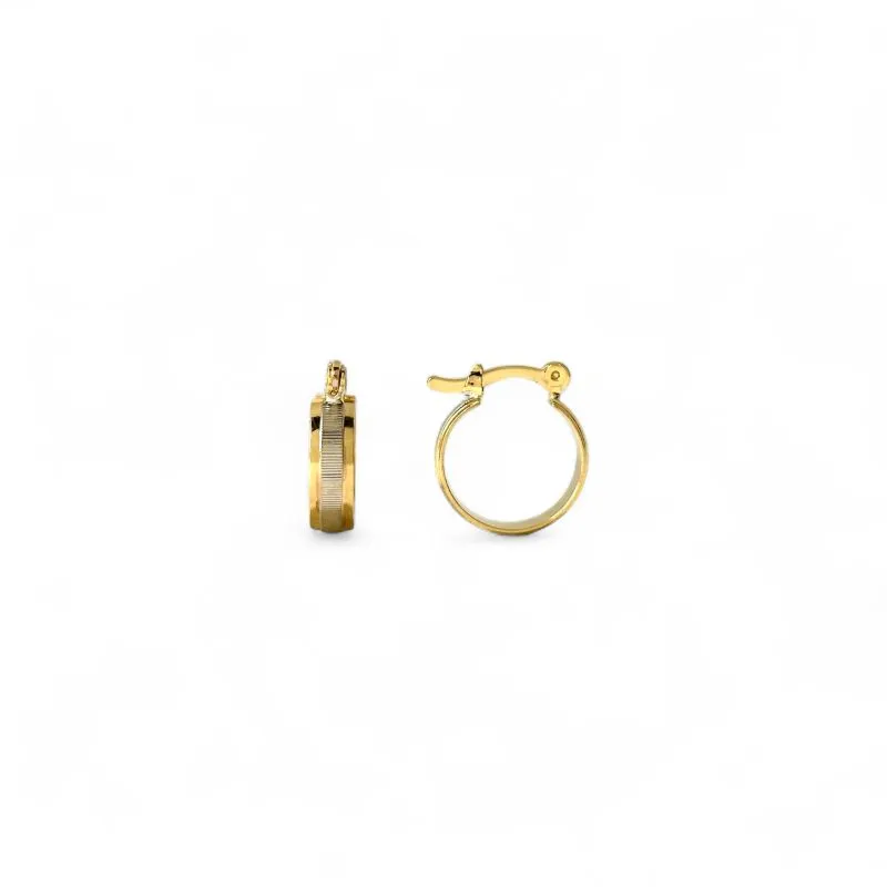 Brinco Argola Banhado a Ouro 18k 2 Cores Mix de Banhos com Detalhe em Banho de Ródio