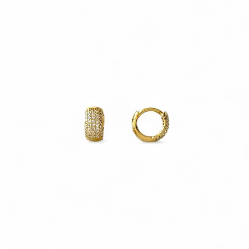 Brinco Argola Banhado a Ouro 18k com 6 Linhas de Zircônias