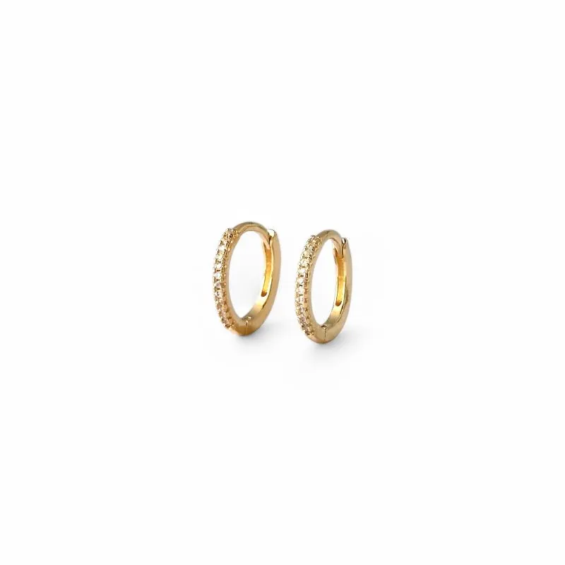 Brinco Argola Banhado a Ouro 18k Zircônias - 1,2cm