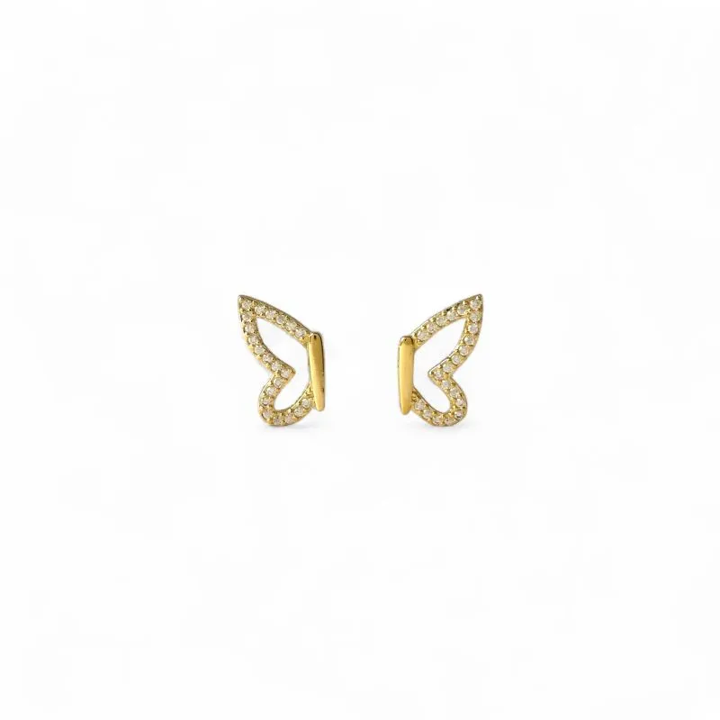 Brinco Asas de Borboleta Banhado a Ouro 18k com Zircônias