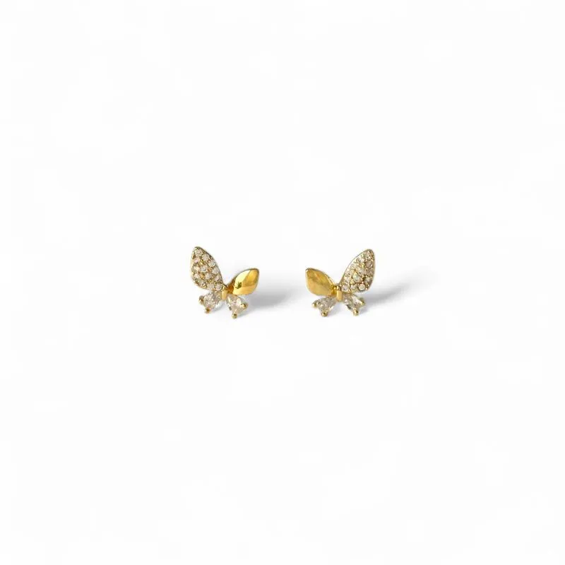 Brinco Borboleta Banhado a Ouro 18k com Zircônias