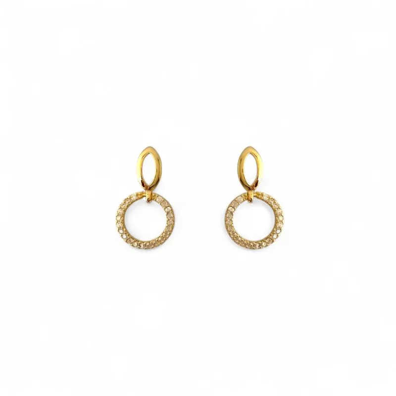 Brinco Círculo Pendurado Banhado a Ouro 18k com Zircônias