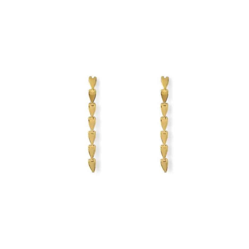 Brinco Corações Pendurado Banhado a Ouro 18k