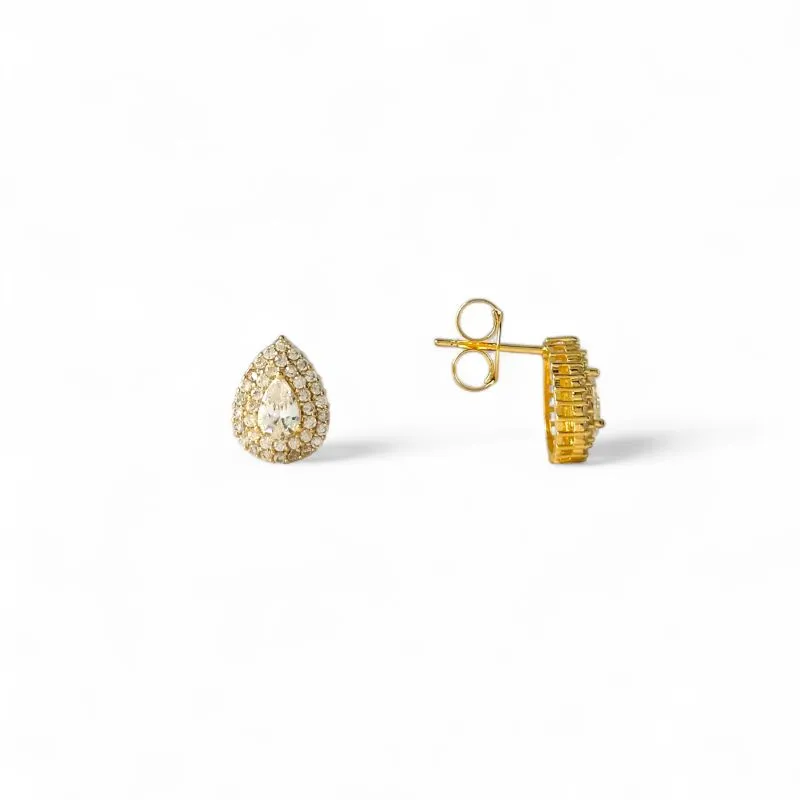 Brinco Gota Ponto de Luz Banhado a Ouro 18k com Microzircônias ao Redor
