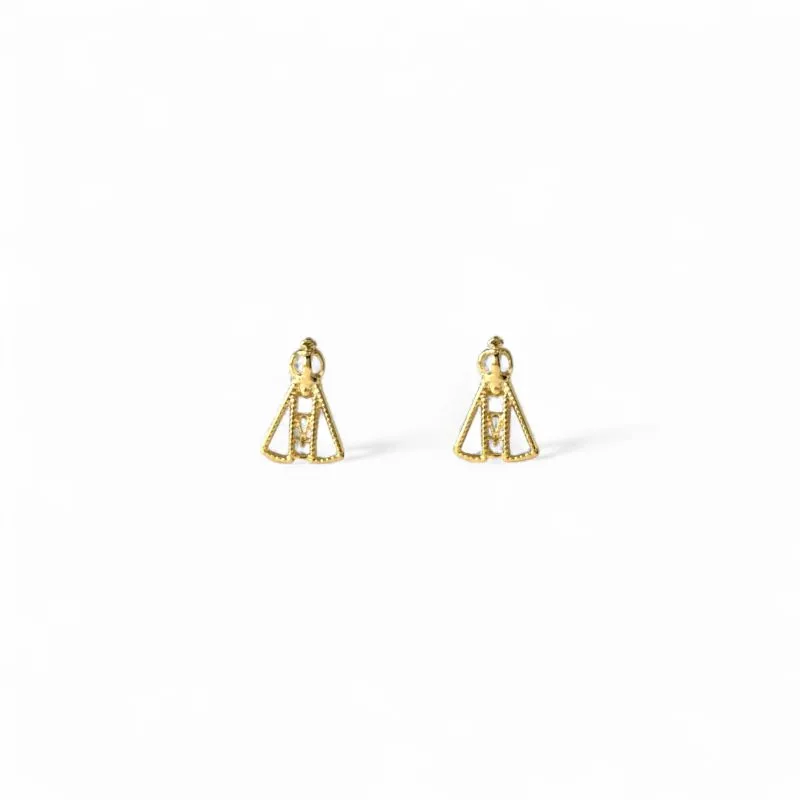 Brinco Nossa Senhora Banhado a Ouro 18k Vazado