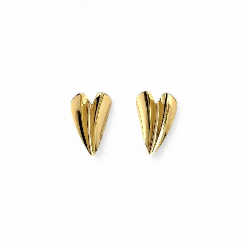 Brinco Orgânico Coração Banhado a Ouro 18k Liso