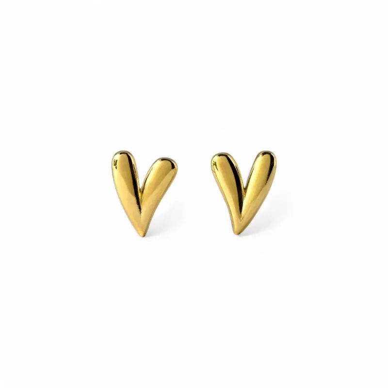 Brinco Orgânico Coração Banhado a Ouro 18k Liso