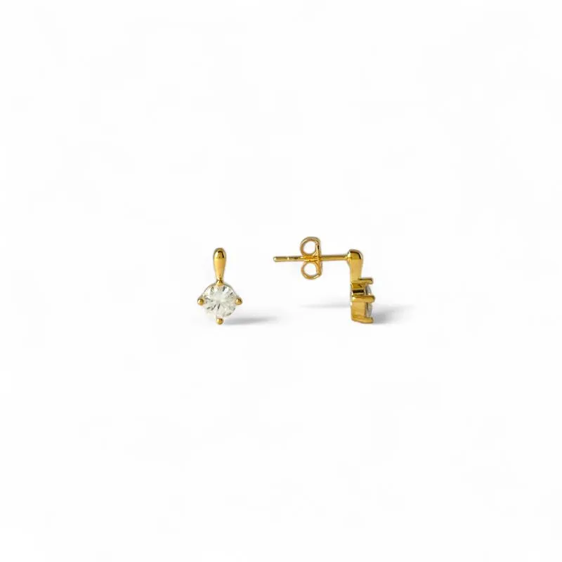 Brinco Ponto de Luz Banhado a Ouro 18k com Detalhe Rígido e Zircônia