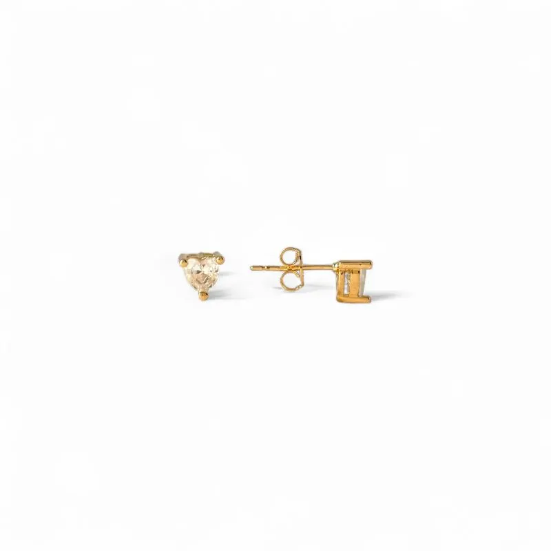 Brinco Ponto de Luz Coração Banhado a Ouro 18k com Zircônia