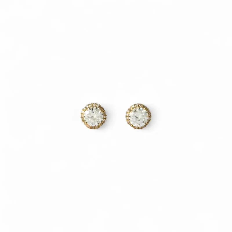 Brinco Ponto Luz Banhado a Ouro 18k com Microzircônias ao Redor