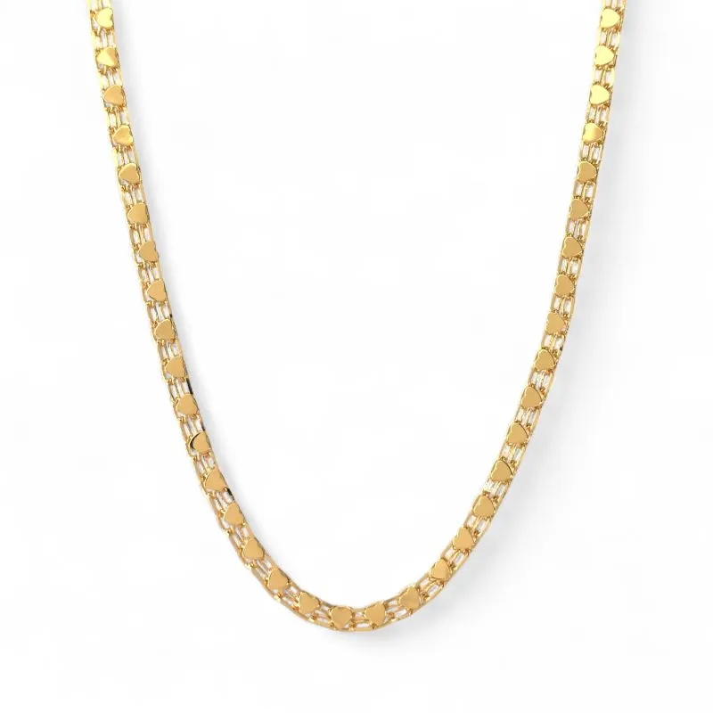Colar Cordão Corações Banhado a Ouro 18k Liso