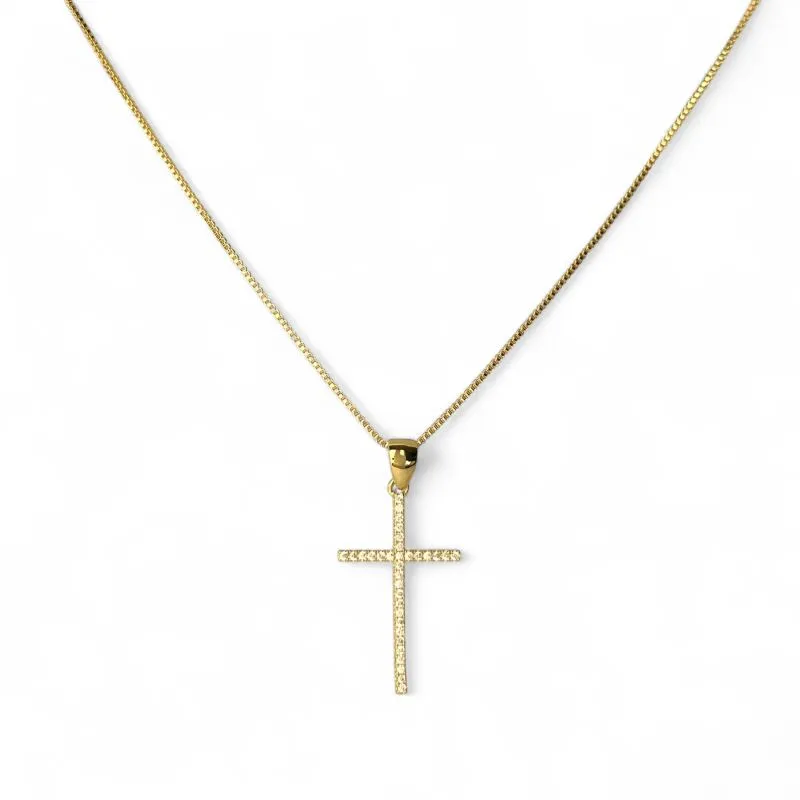 Colar Cruz Banhado a Ouro 18k com Zircônias