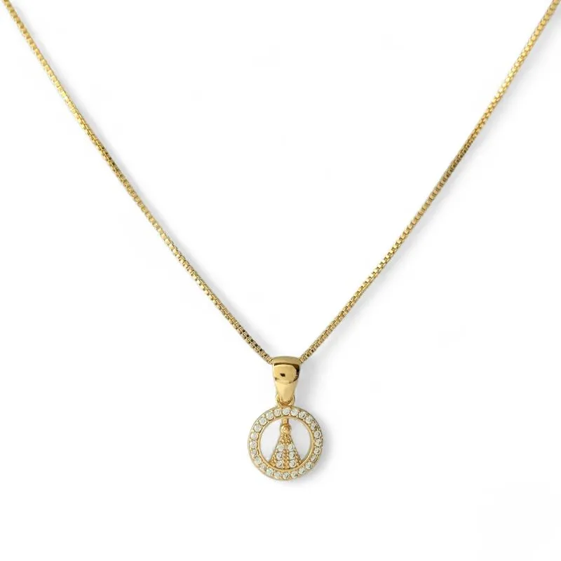 Colar Nossa Senhora com Medalha Banhado a Ouro 18k com Zircônias