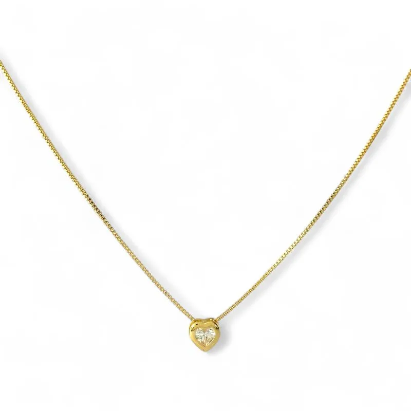 Colar Ponto de Luz Coração Banhado a Ouro 18k com Zircônia