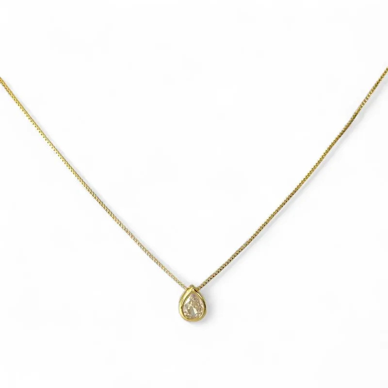Colar Ponto de Luz Gota Banhado a Ouro 18k com Zircônia