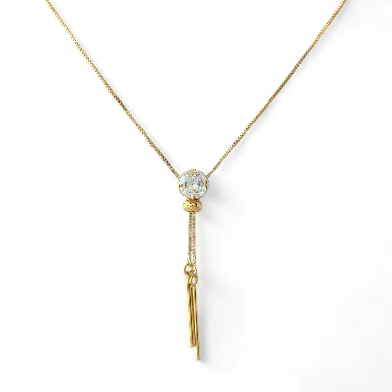 Colar Ponto de Luz Gravatinha Banhado a Ouro 18k com Zircônia