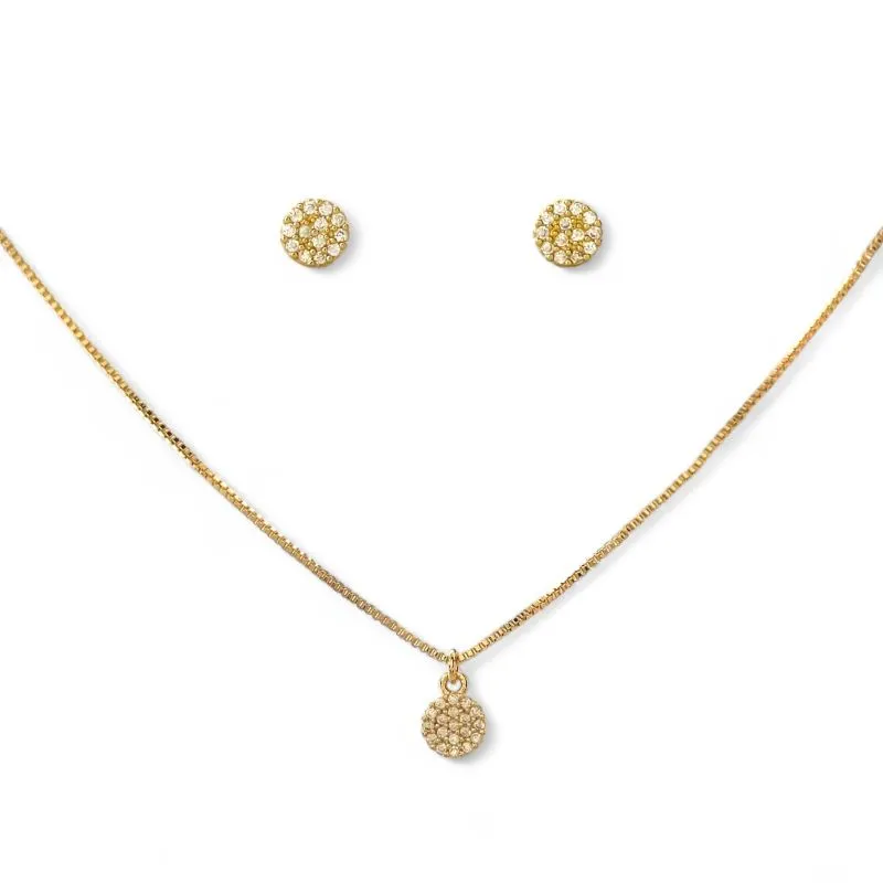 Conjunto Círculo Banhado a Ouro 18k com Zircônias