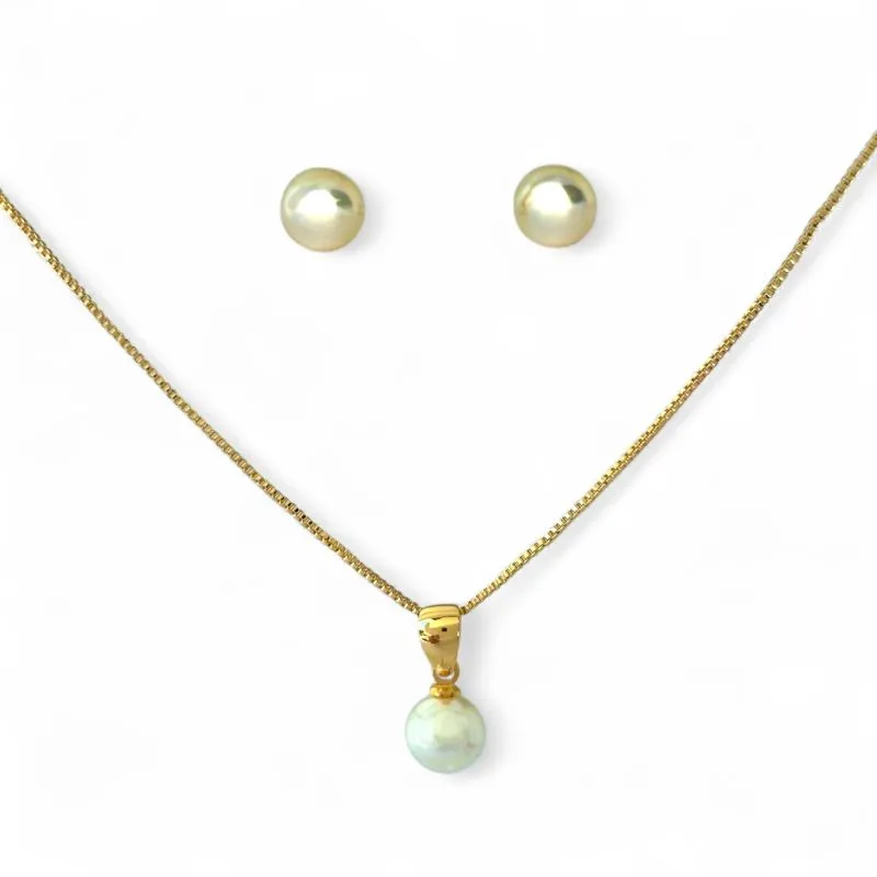 Conjunto Pérola Banhado a Ouro 18k