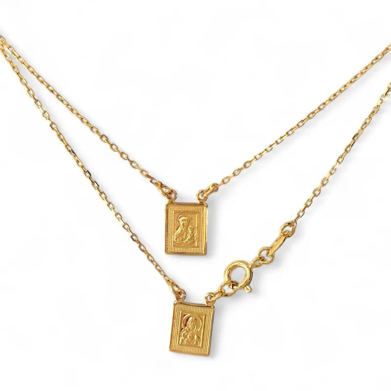 Corrente Elo Cartier Escapulário Sagrado Coração de Jesus Banhado a Ouro 18k - 40cm