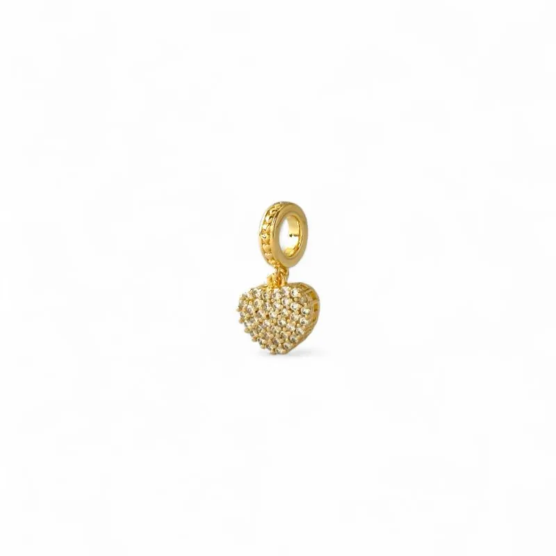 Pingente Coração Banhado a Ouro 18k com Zircônias Modelo Berloque