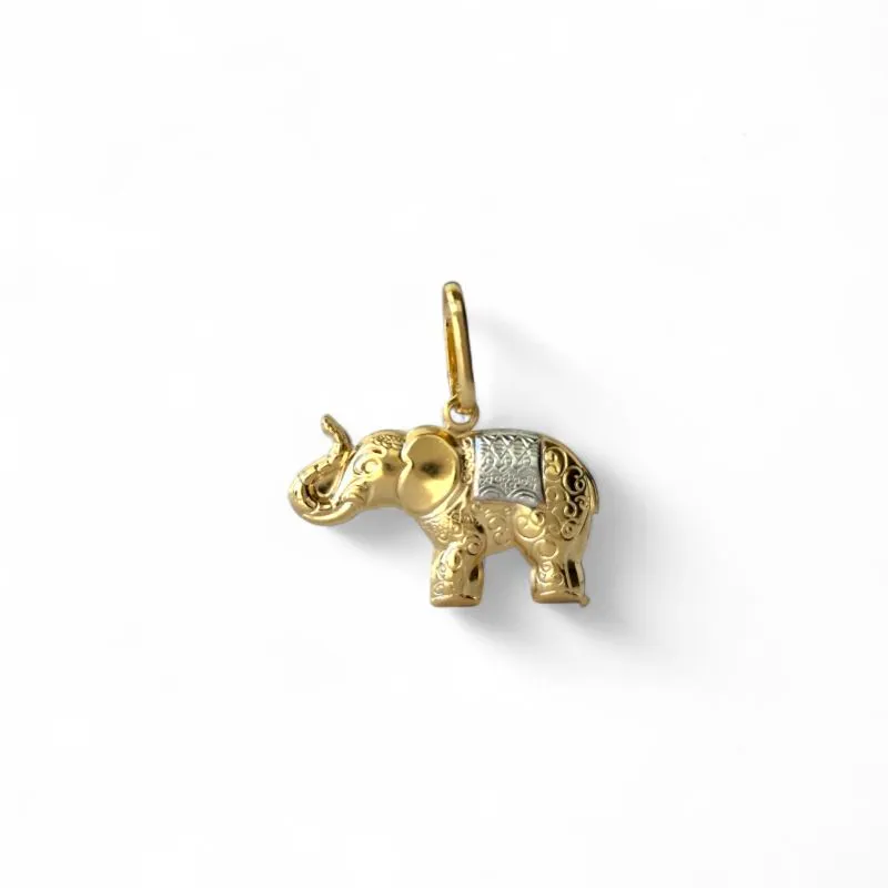 Pingente Elefante Banhado a Ouro 18k com Detalhe em Banho de Ródio