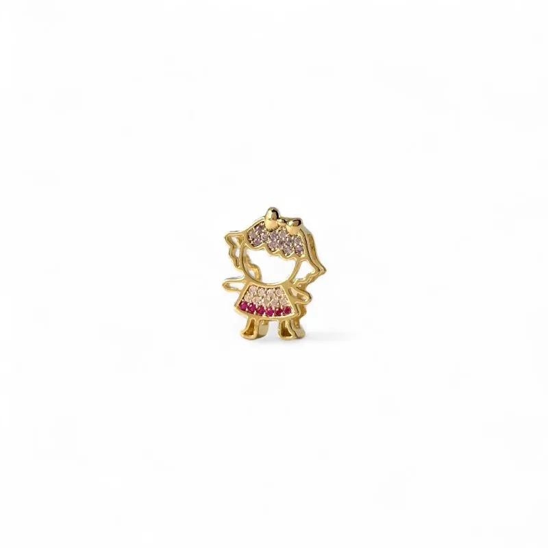 Pingente Menina Banhado a Ouro 18k Passante com Zircônias Coloridas