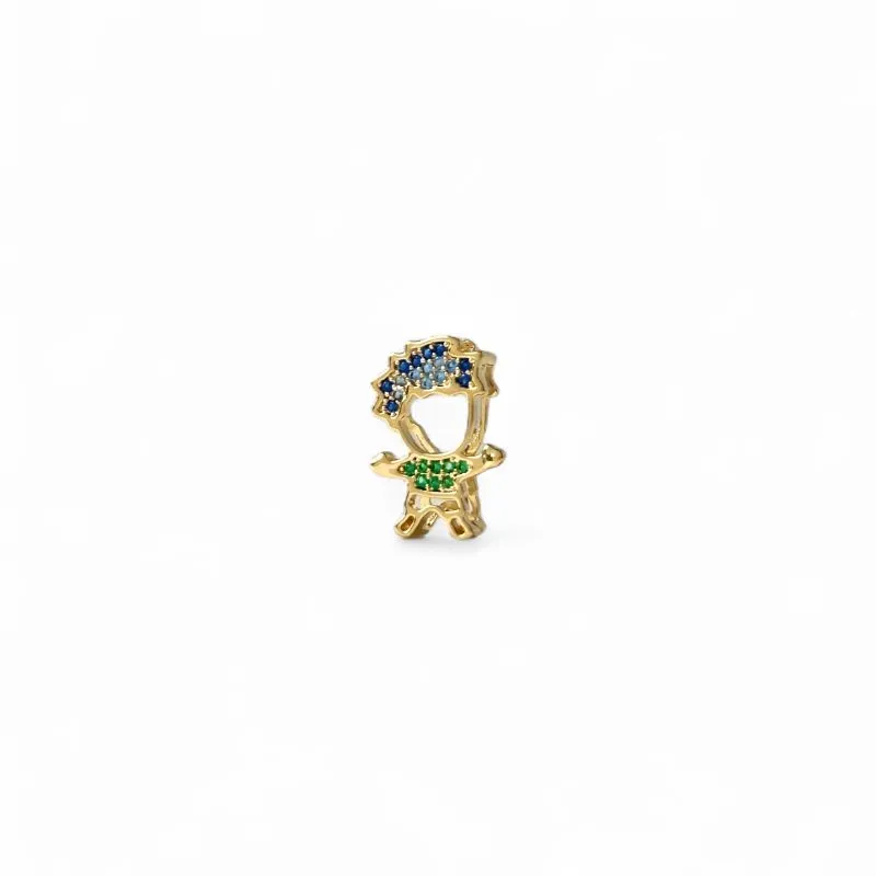 Pingente Menino Banhado a Ouro 18k Passante com Zircônias Coloridas