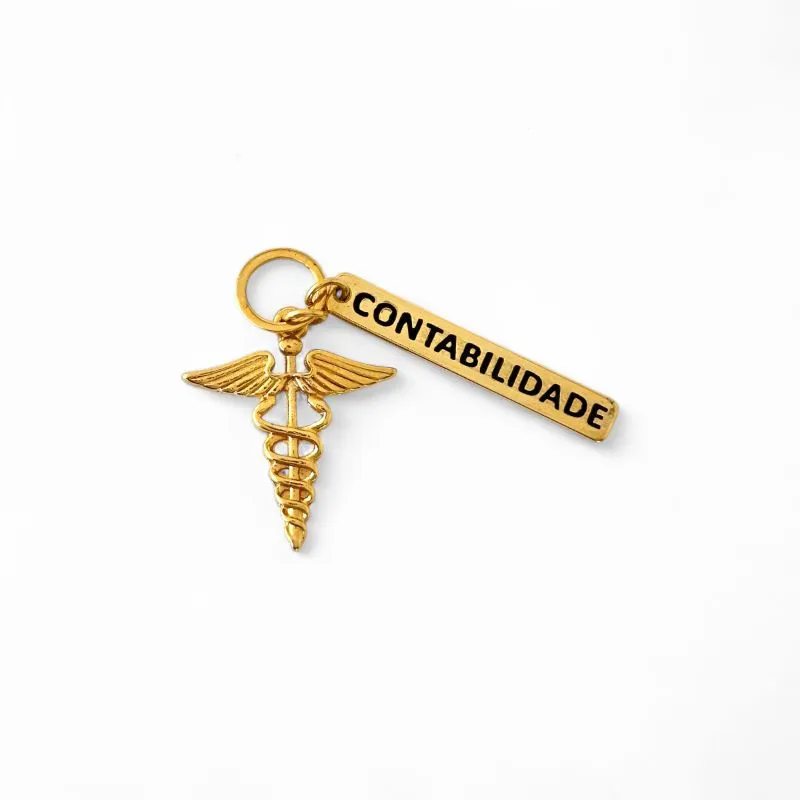 Pingente Profissão Contabilidade Banhado a Ouro 18k