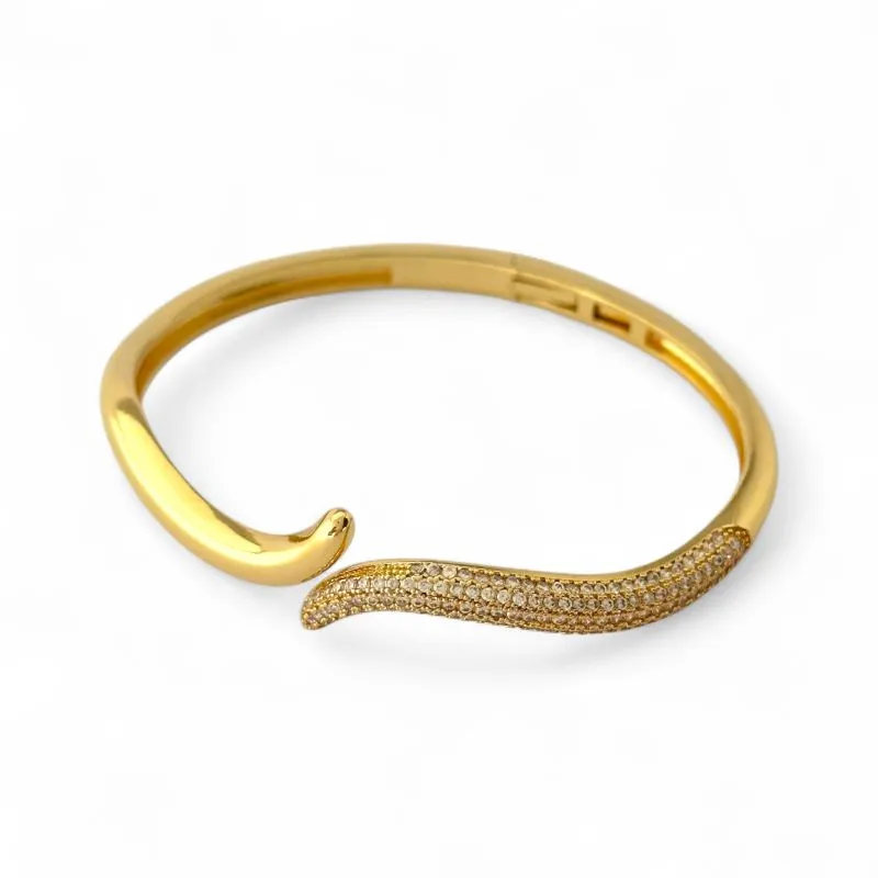 Pulseira Bracelete Exclusivo Orgânico Maximalista Banhado a Ouro 18k com Zircônia