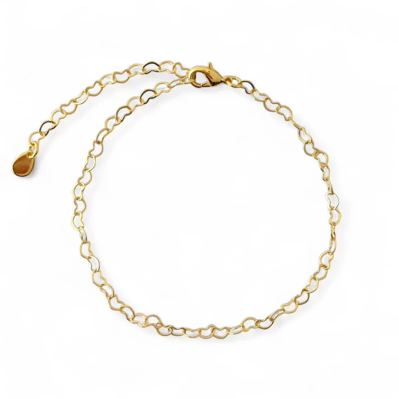 Pulseira Elo Coração Banhada a Ouro 18k