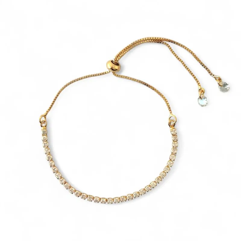 Pulseira Riviera Gravatinha Banhada a Ouro 18k com Zircônias