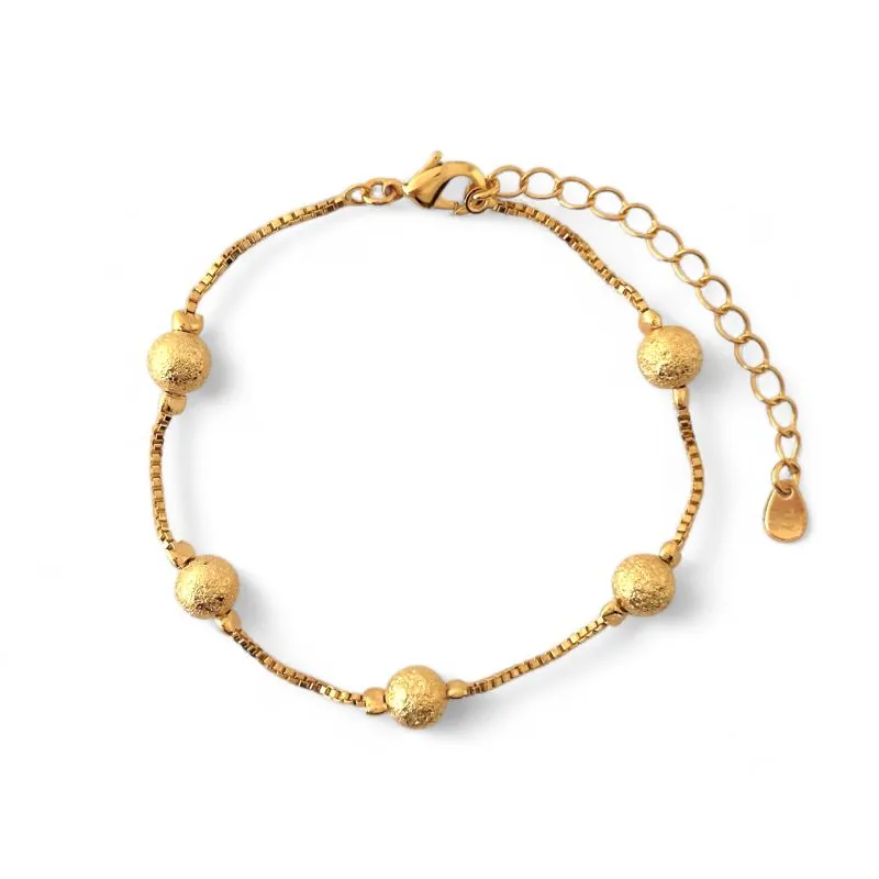 Pulseira Veneziana e Bola Fosca Banhada a Ouro 18k
