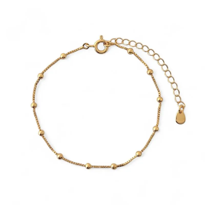 Pulseira Veneziana e Bolinhas Banhada a Ouro 18k