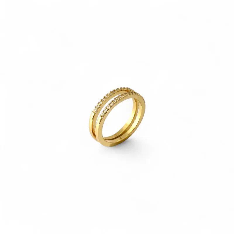 Anel Aparador Banhado a Ouro 18k com Zircônias - Par
