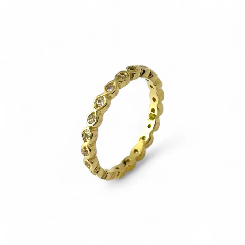 Anel Banhado a Ouro 18k Zircônias ao Redor 360º Tam 14