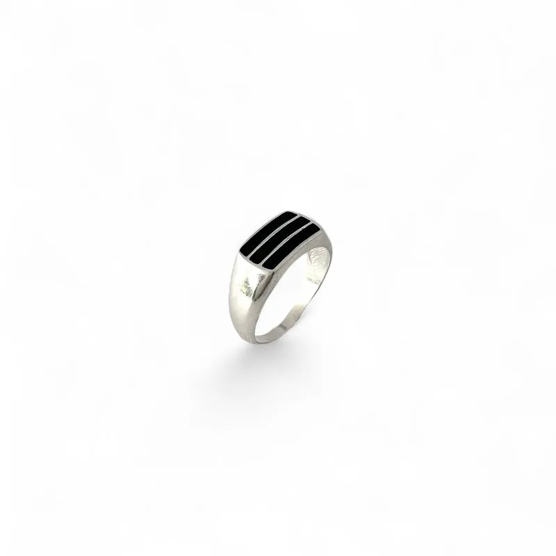 Anel Black Prata 925 com Resina Preta