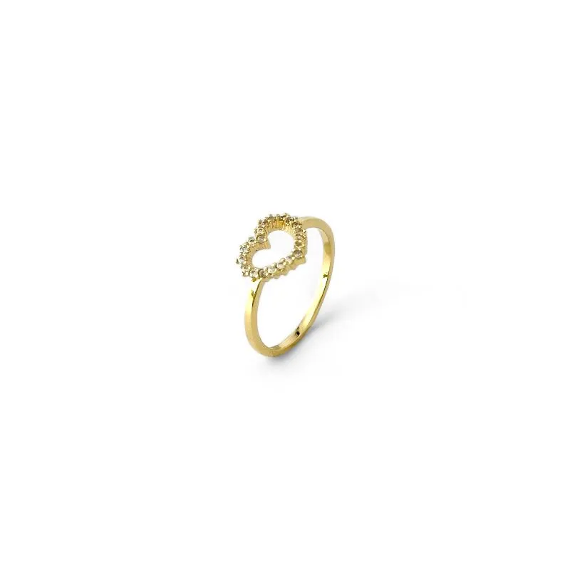Anel Coração Banhado a Ouro 18k Vazado com Zircônias