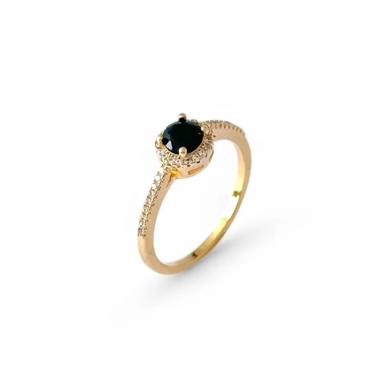 Anel Estilo Solitário Banhado a Ouro 18k Preto com Zircônias na Lateral