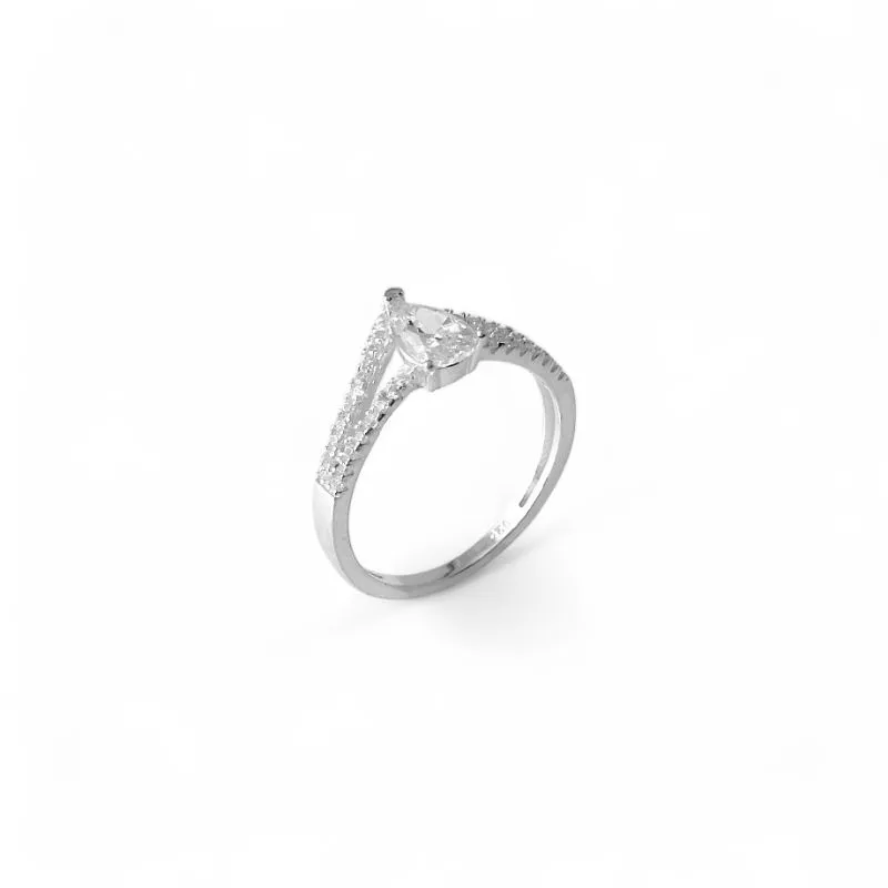 Anel Gota Prata 925 com Zircônias