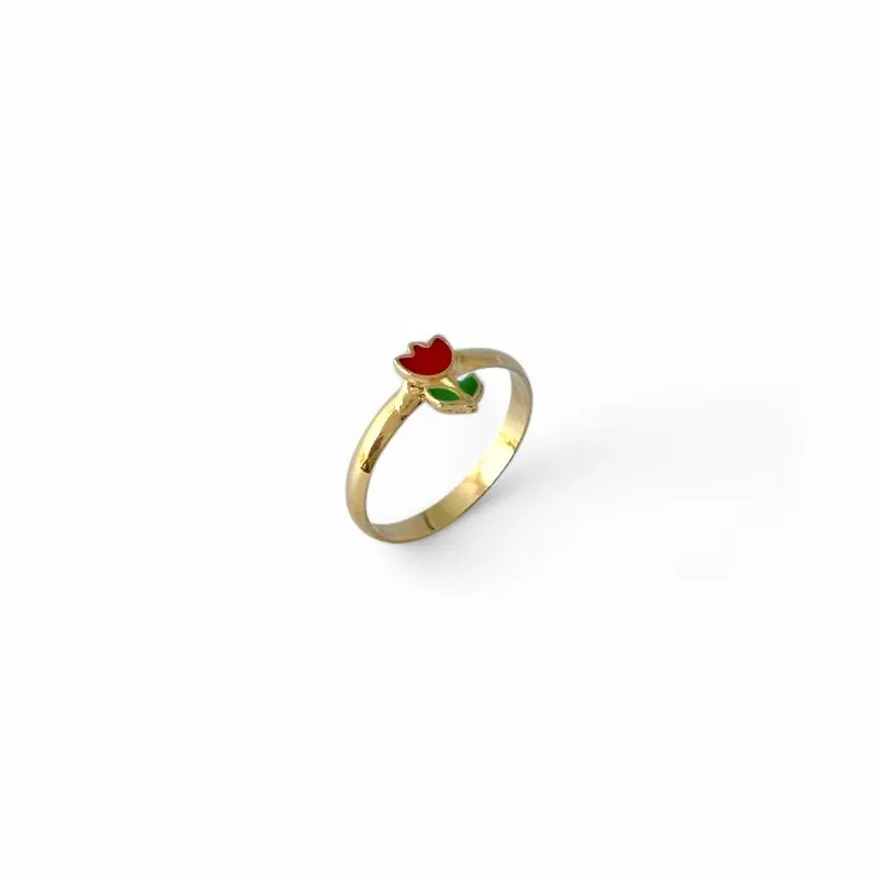Anel Infantil Flor Banhado a Ouro 18k Tam 08