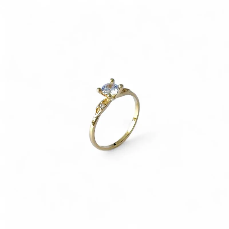 Anel Solitário Banhado a Ouro 18k com Detalhes em Zircônias