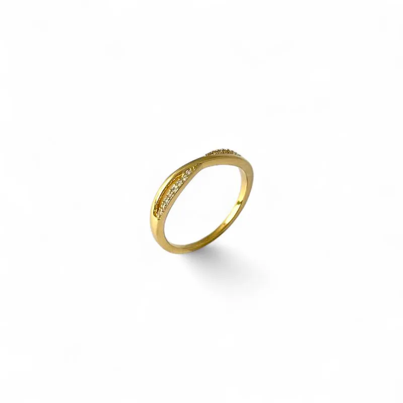 Anel Trançado X Banhado a Ouro 18k com Linha de Zircônias