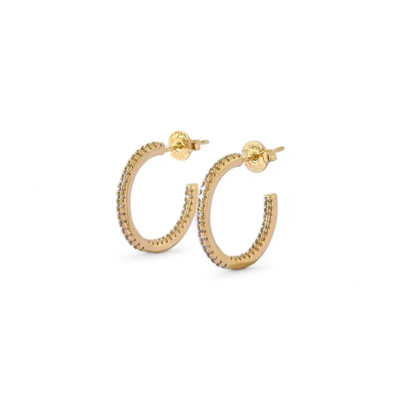 Brinco Argola Aberta Banhado a Ouro 18k com Zircônias