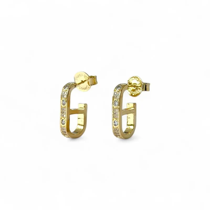 Brinco Argola Aberta Banhado a Ouro 18k com Zircônias