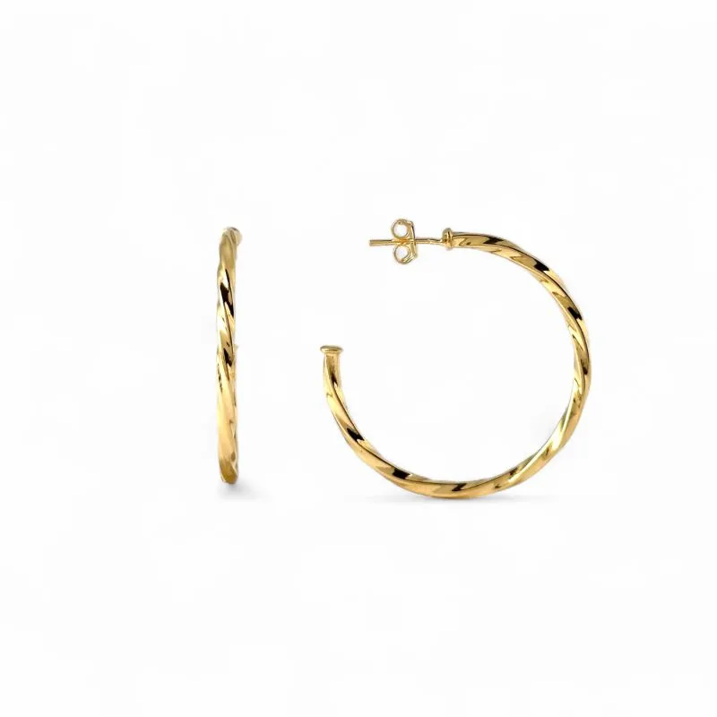 Brinco Argola Banhada a Ouro 18k Aberta Torcida - 3,5cm